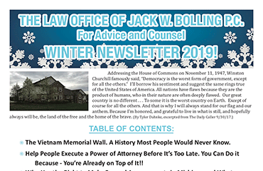The Law Office of Jack W. Bolling - Winter 2019 Newsletter